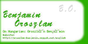 benjamin oroszlan business card